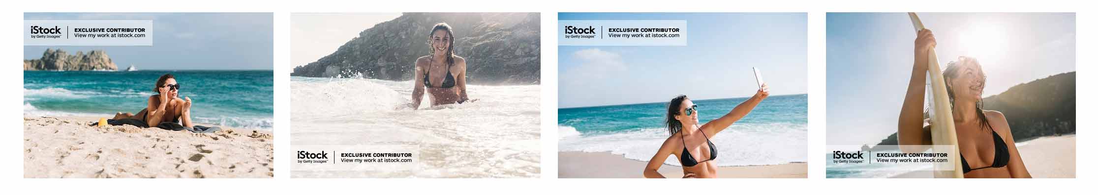 young Woman enjoying a day at the beach, Stock Photographs.